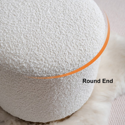 HMR - Modern White Round Lamb Wool Vanity Stool Makeup Stool
