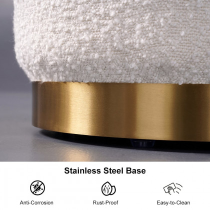 HMR - Modern White Round Lamb Wool Vanity Stool Makeup Stool