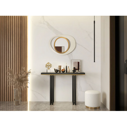 HMR - Modern White Round Lamb Wool Vanity Stool Makeup Stool