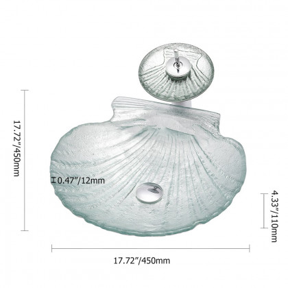 HMR - Vessel Transparent Shell Shaped Crystal Glass Bowl Bathroom Wash Sink with Faucet