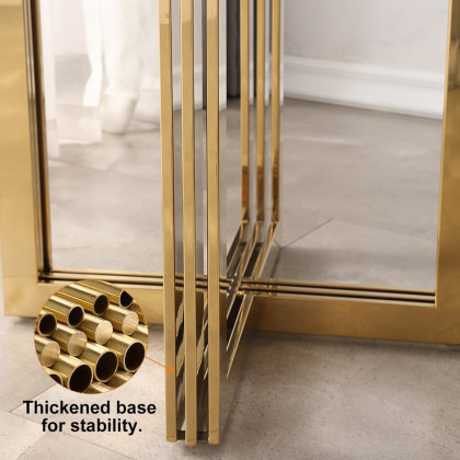 HMR - Modern Round Marble-top End Table Side Table in White & Gold