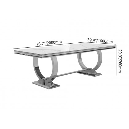 HMR - 78.7" Affordable Luxury Rectangle Sintered Stone Dining Table Seats 6-8 People
