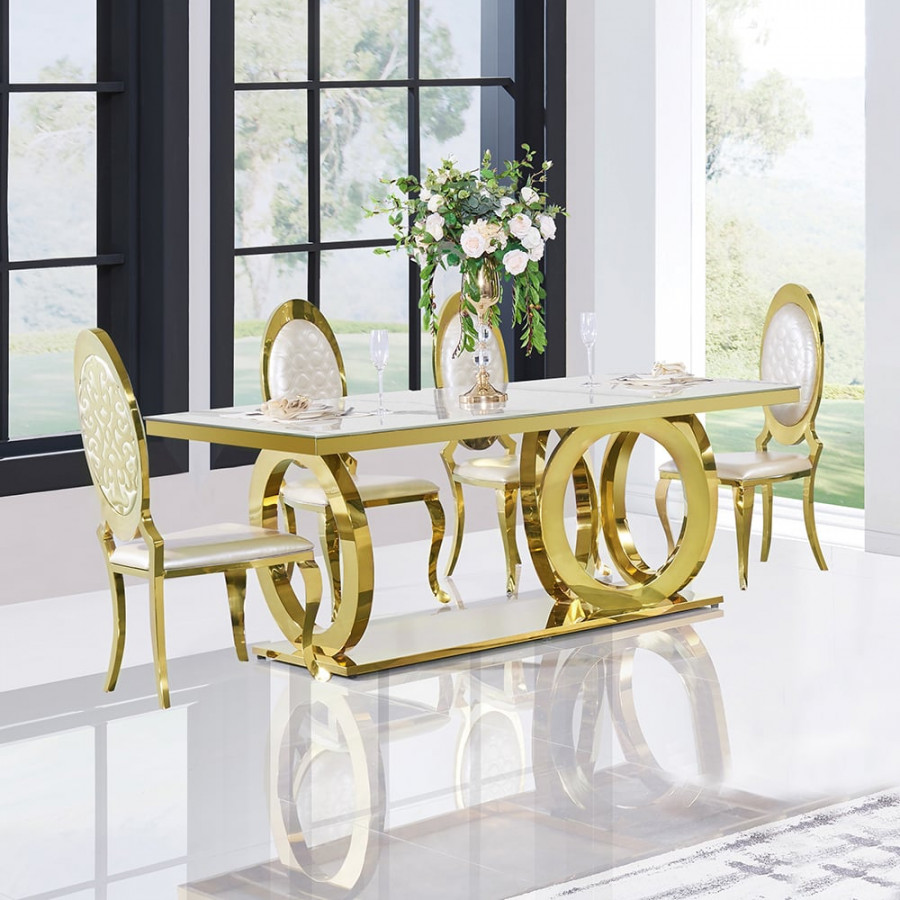 HMR - 78.7" Affordable Luxury Modern Rectangle Sintered Stone Dining Table Seats 6-8 People