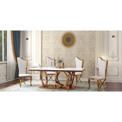 HMR - 78.7" Affordable Luxury Modern Rectangle Sintered Stone Dining Table Seats 6-8 People