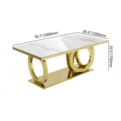HMR - 78.7" Affordable Luxury Modern Rectangle Sintered Stone Dining Table Seats 6-8 People
