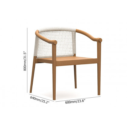 HMR - 7-Pieces Teak Outdoor Dining Set Wood Round Dining Table with 6 Chairs in Natural