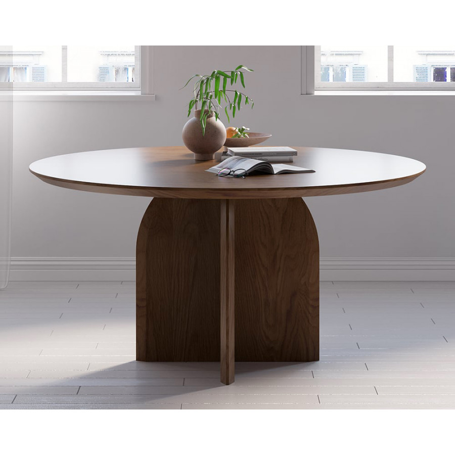 HMR Modern Wood Round Dining Table - Walnut, 39.4 (Seats 2-4 People)