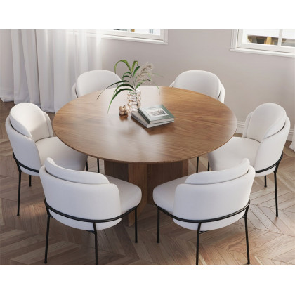 HMR Modern Wood Round Dining Table - Walnut, 39.4 (Seats 2-4 People)