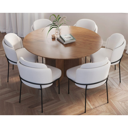 HMR Modern Wood Round Dining Table - Walnut, 39.4 (Seats 2-4 People)
