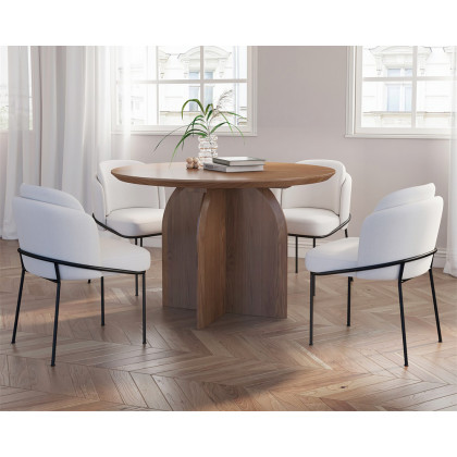 HMR Modern Wood Round Dining Table - Walnut, 39.4 (Seats 2-4 People)