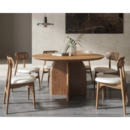 HMR Modern Wood Round Dining Table - Walnut, 39.4 (Seats 2-4 People)