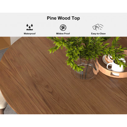 HMR Modern Wood Round Dining Table - Walnut, 39.4 (Seats 2-4 People)