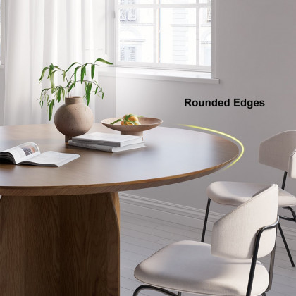 HMR Modern Wood Round Dining Table - Walnut, 39.4 (Seats 2-4 People)