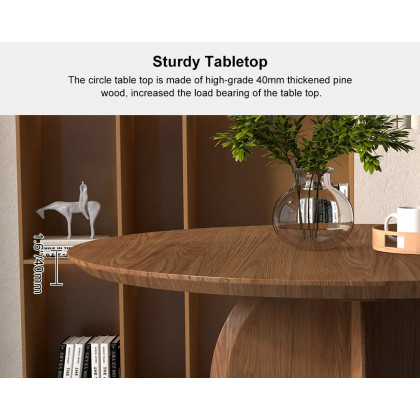 HMR Modern Wood Round Dining Table - Walnut, 39.4 (Seats 2-4 People)
