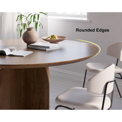 HMR Modern Wood Round Dining Table - Walnut, 39.4 (Seats 2-4 People)