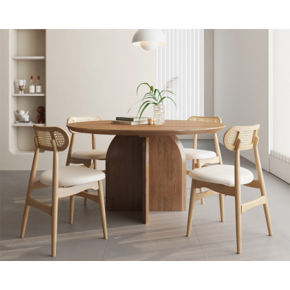 HMR Modern Wood Round Dining Table - Walnut, 39.4 (Seats 2-4 People)