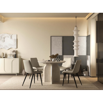 HMR Modern Wood Round Dining Table - Gray, 39.4 (Seats 2-4 People)