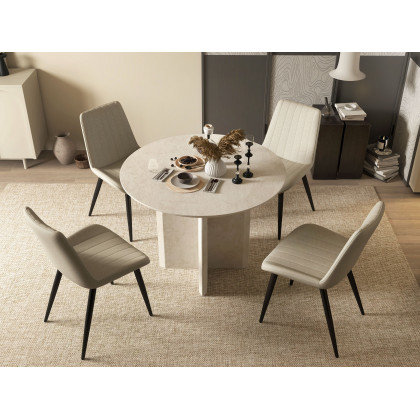 HMR Modern Wood Round Dining Table - Gray, 39.4 (Seats 2-4 People)