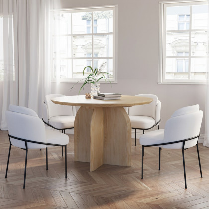 HMR Modern Wood Round Dining Table - Natural, 59.1" (Seats 6-8 People)
