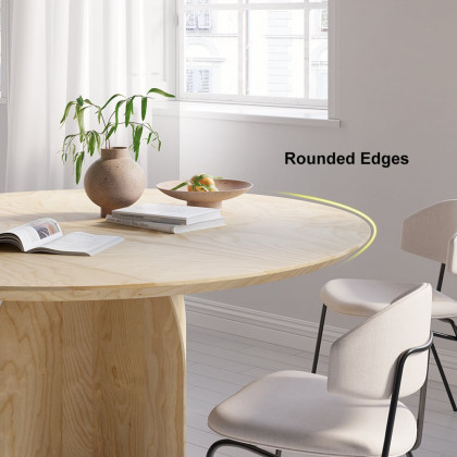 HMR Modern Wood Round Dining Table - Natural, 59.1" (Seats 6-8 People)