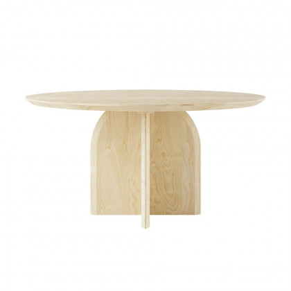 HMR Modern Wood Round Dining Table - Natural, 59.1" (Seats 6-8 People)