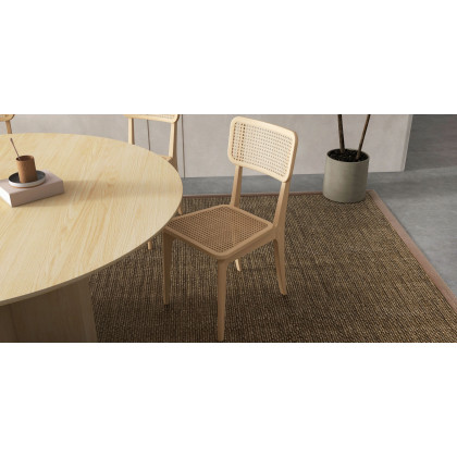 HMR Modern Wood Round Dining Table - Natural, 59.1" (Seats 6-8 People)