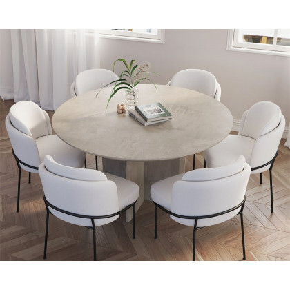 HMR Modern Wood Round Dining Table - Gray, 59.1" (Seats 6-8 People)