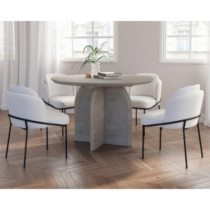 HMR Modern Wood Round Dining Table - Gray, 59.1" (Seats 6-8 People)