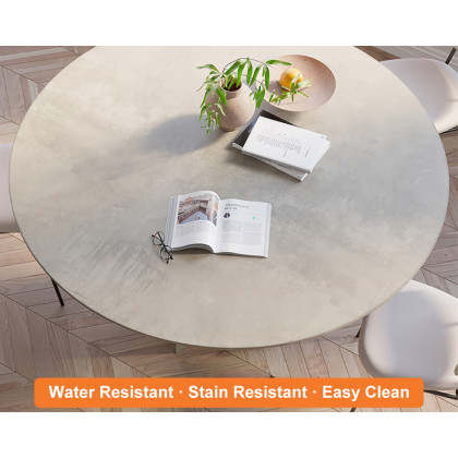 HMR Modern Wood Round Dining Table - Gray, 59.1" (Seats 6-8 People)