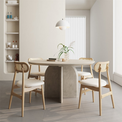 HMR Modern Wood Round Dining Table - Gray, 59.1" (Seats 6-8 People)