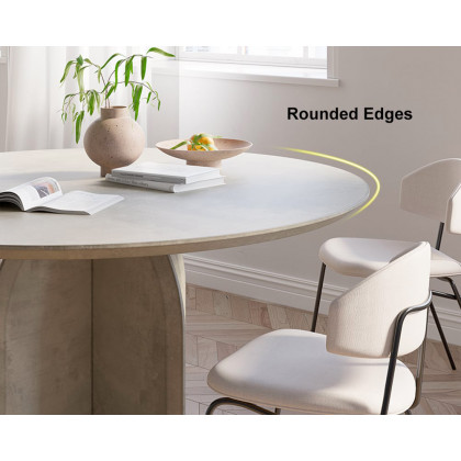 HMR Modern Wood Round Dining Table - Gray, 59.1" (Seats 6-8 People)