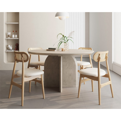 HMR Modern Wood Round Dining Table - Gray, 59.1" (Seats 6-8 People)