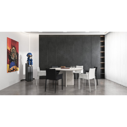 HMR Modern Wood Round Dining Table - Gray, 59.1" (Seats 6-8 People)