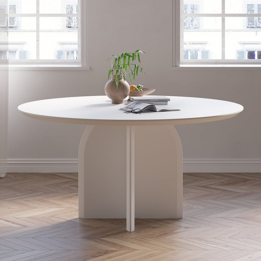HMR Modern Wood Round Dining Table - White, 39.4 (Seats 2-4 People)