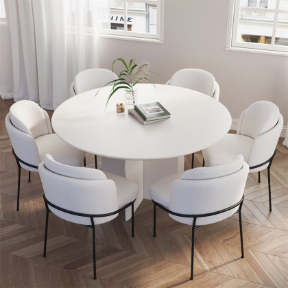 HMR Modern Wood Round Dining Table - White, 39.4 (Seats 2-4 People)