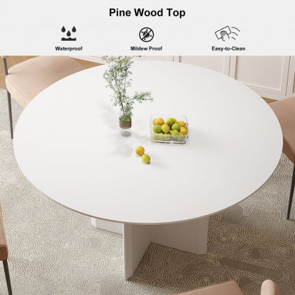 HMR Modern Wood Round Dining Table - White, 39.4 (Seats 2-4 People)