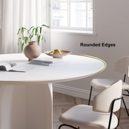 HMR Modern Wood Round Dining Table - White, 39.4 (Seats 2-4 People)