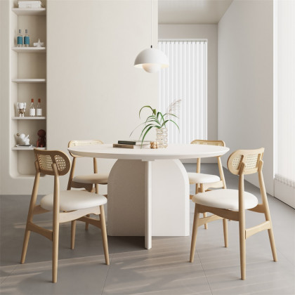 HMR Modern Wood Round Dining Table - White, 39.4 (Seats 2-4 People)