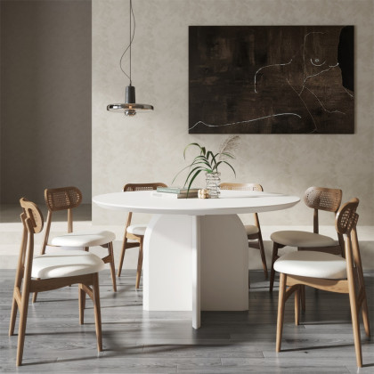 HMR Modern Wood Round Dining Table - White, 39.4 (Seats 2-4 People)