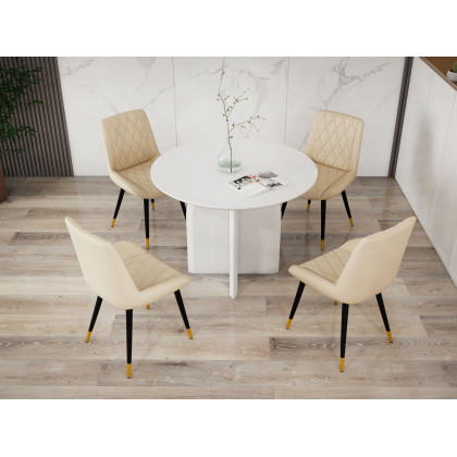 HMR Modern Wood Round Dining Table - White, 39.4 (Seats 2-4 People)
