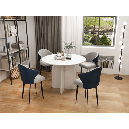 HMR Modern Wood Round Dining Table - White, 39.4 (Seats 2-4 People)