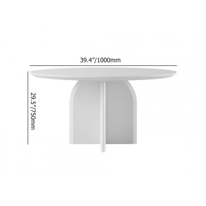 HMR Modern Wood Round Dining Table - White, 39.4 (Seats 2-4 People)
