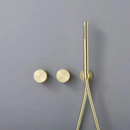 HMR - 12" Wall-Mounted Rain Shower System with Hand Shower Brushed Gold