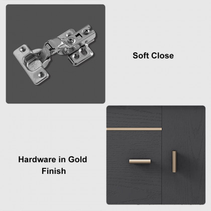 HMR - Bathroom Vanity Set 23.6" Modern Floating Sintered Stone Bathroom Vanity Black with Sink