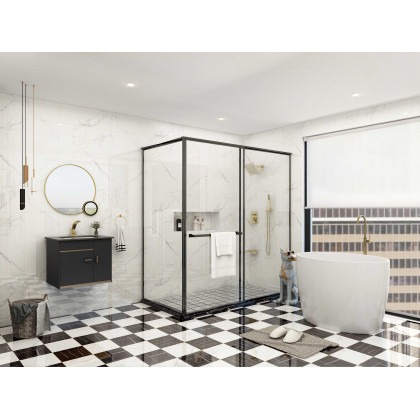 HMR - Bathroom Vanity Set 23.6" Modern Floating Sintered Stone Bathroom Vanity Black with Sink