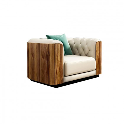 HMR - Wovent Modern Beige Faux Leather Tufted Sofa & Loveseat Living Room Set of 3