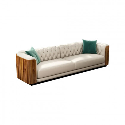 HMR - Wovent Modern Beige Faux Leather Tufted Sofa & Loveseat Living Room Set of 3