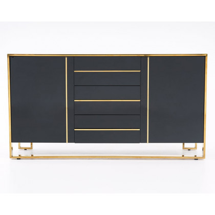 HMR Cylina Series 59.1" Modern Wood Buffet & Sideboard with 3 Drawers & 2 Doors - Black