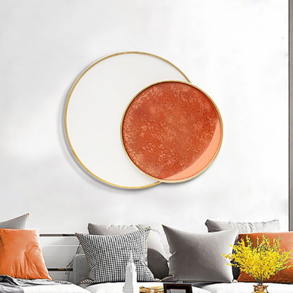 HMR - 3D Metal Wall Decor Overlapping Round in White and Brown