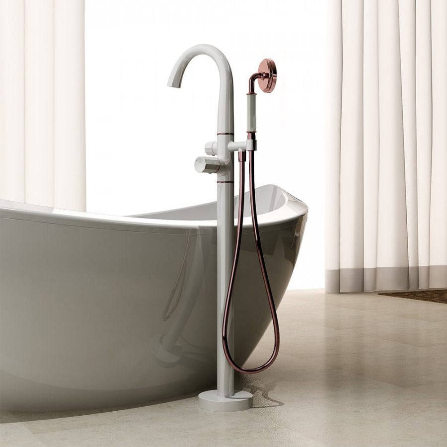 HMR - Missic Freestanding Tub Filler Faucet with Handheld Shower Solid Brass